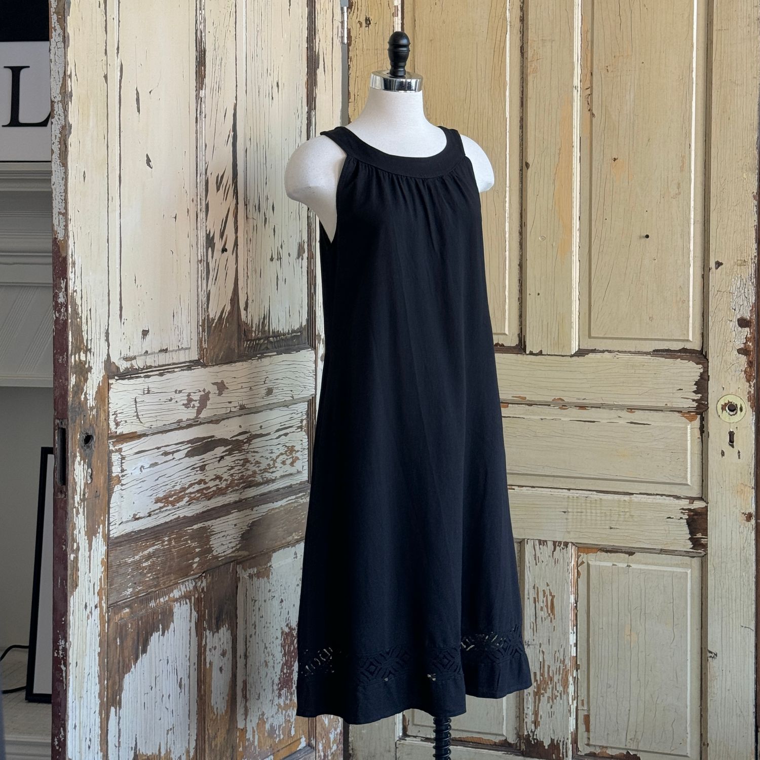Slip Dress with Wide Btm Hem, Black