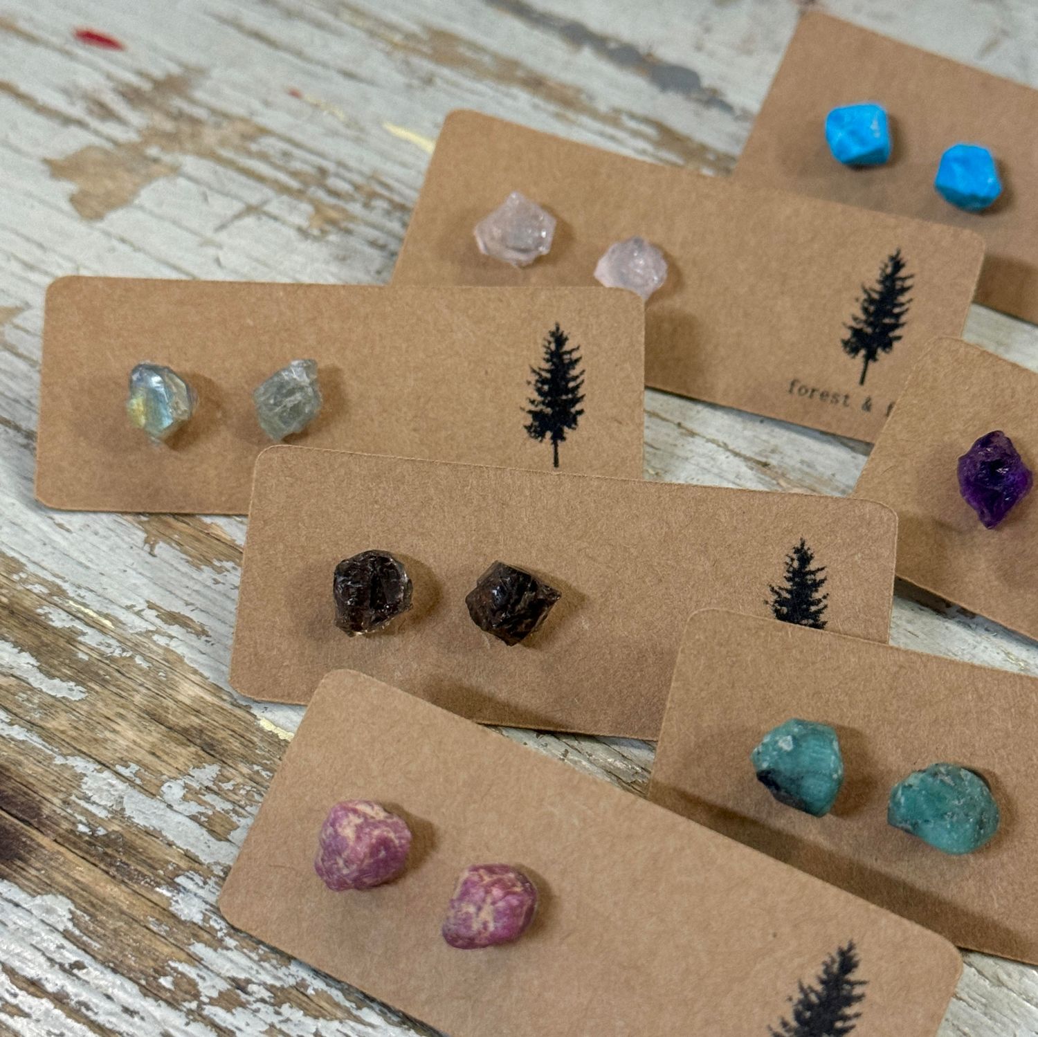 🇨🇦 Raw Gemstone Stud Earrings (11 styles)