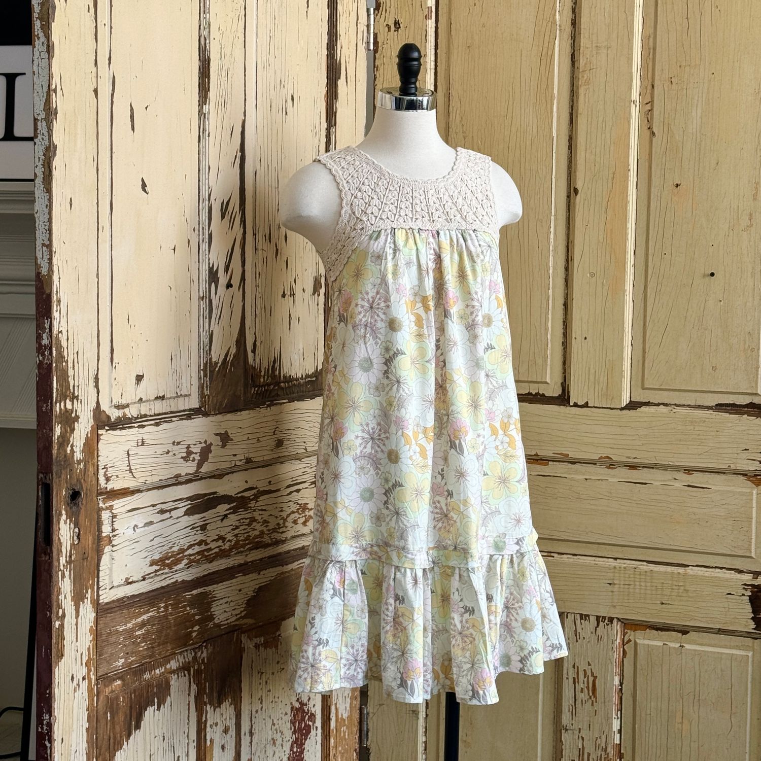 Crochet Yoke Floral Dress