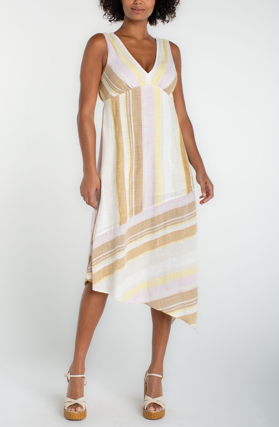 Neopolitan Stripe Handkerchief Hem Dress