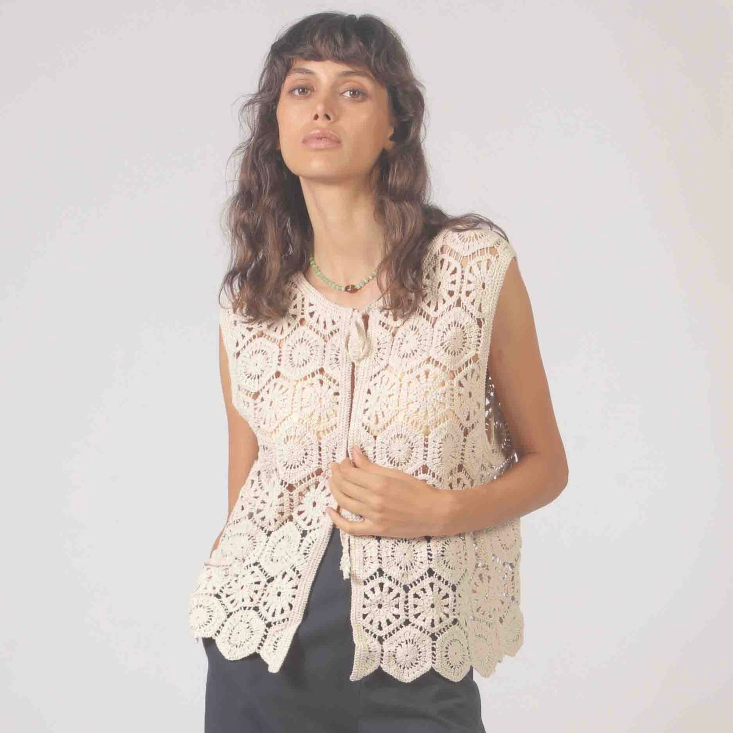 Crochet Tie Front Vest (2 Colours)