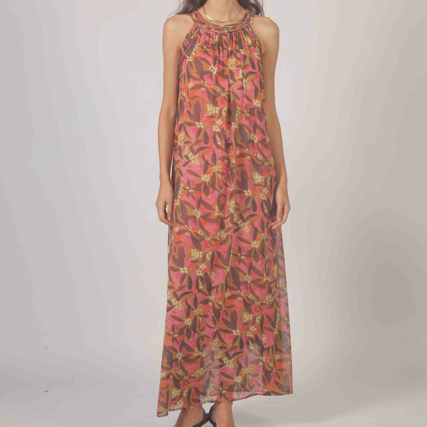 Soft Pleated Neck Dress