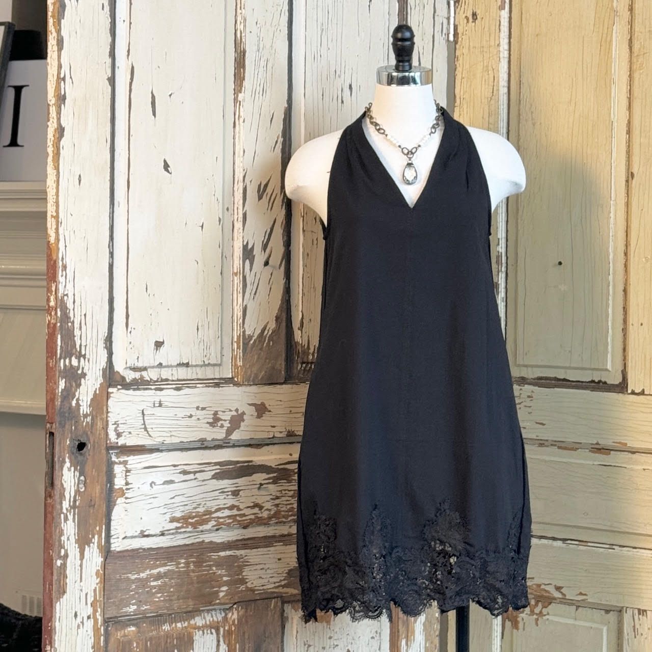 Halterneck Lace Trim Dress