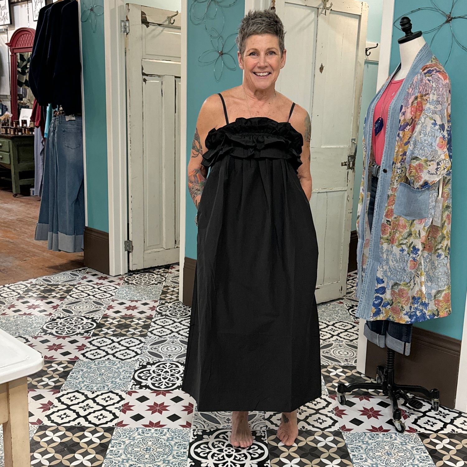 Ruffle Top Long Dress