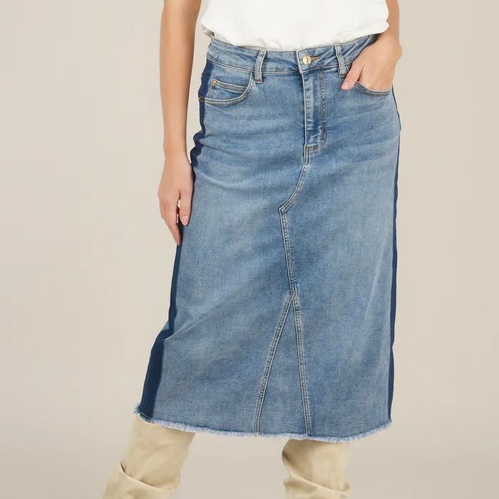 Iris Side Stripe Denim Skirt