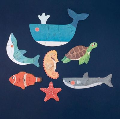 Blue - 7 Reversible Sea Animal Puzzles