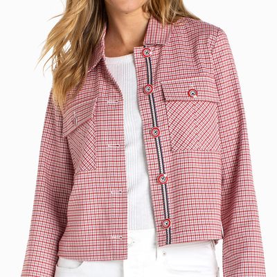 Button Front Plaid Jacket