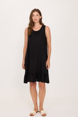 🇨🇦 Linen Tie Back Ruffle Hem Dress