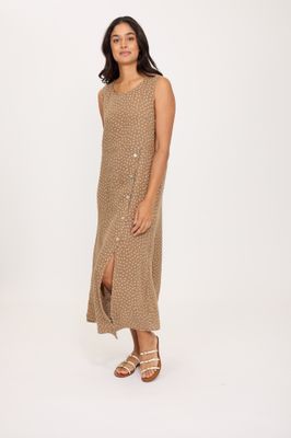 🇨🇦 Side Button Polka Dot Linen Dress