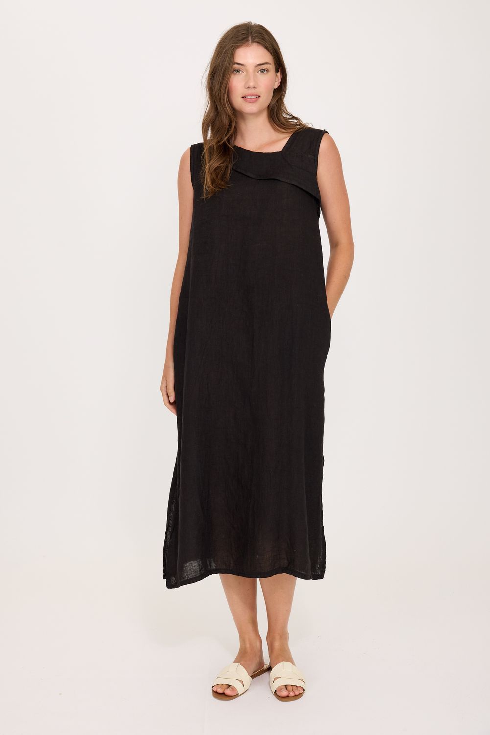 🇨🇦 Asymmetrical Maxi Linen Dress