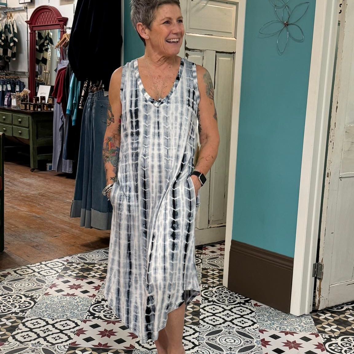 Shadow Striped Jersey Dress