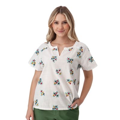 Mariposa Floral Split Neck Blouse