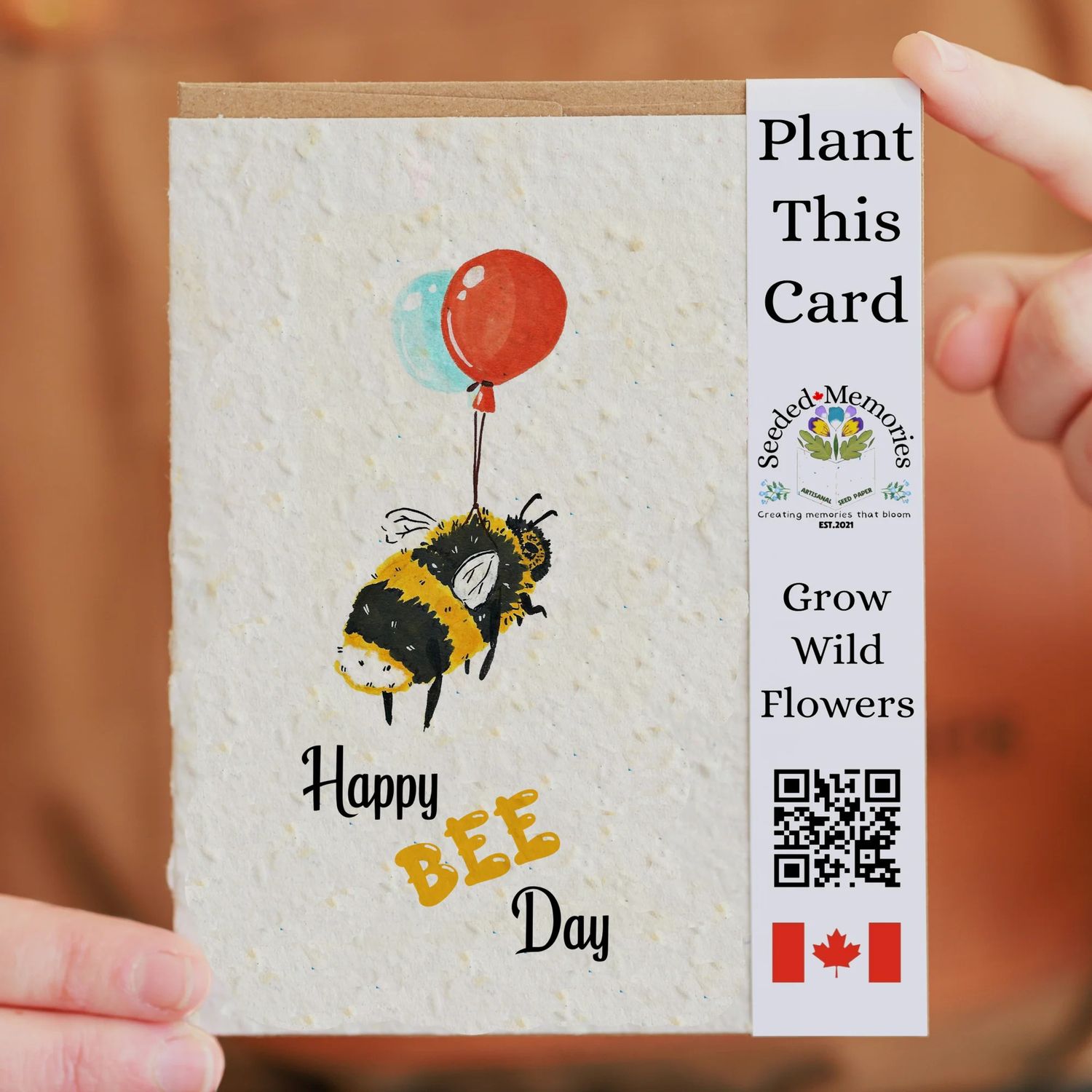 🇨🇦 Seeded Wildflower Cards (8 styles), Style: Birthday, Happy Bee Day