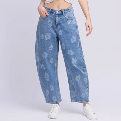 🇨🇦 Malia Relaxed Floral Barrel Jean - SALE -
