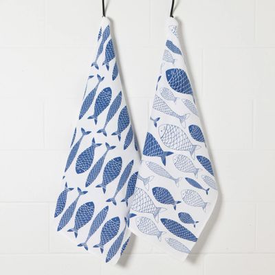 🇨🇦 Fish Print Floursack Dishtowels Set of 2