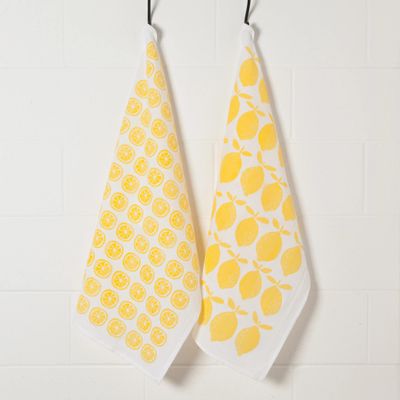 🇨🇦 Lemon Print Floursack Dishtowels Set of 2