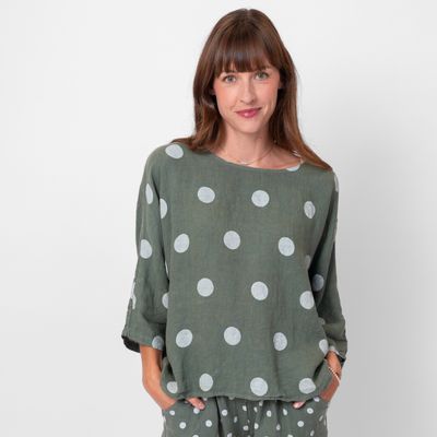 🇨🇦 Polka Dot Linen Top