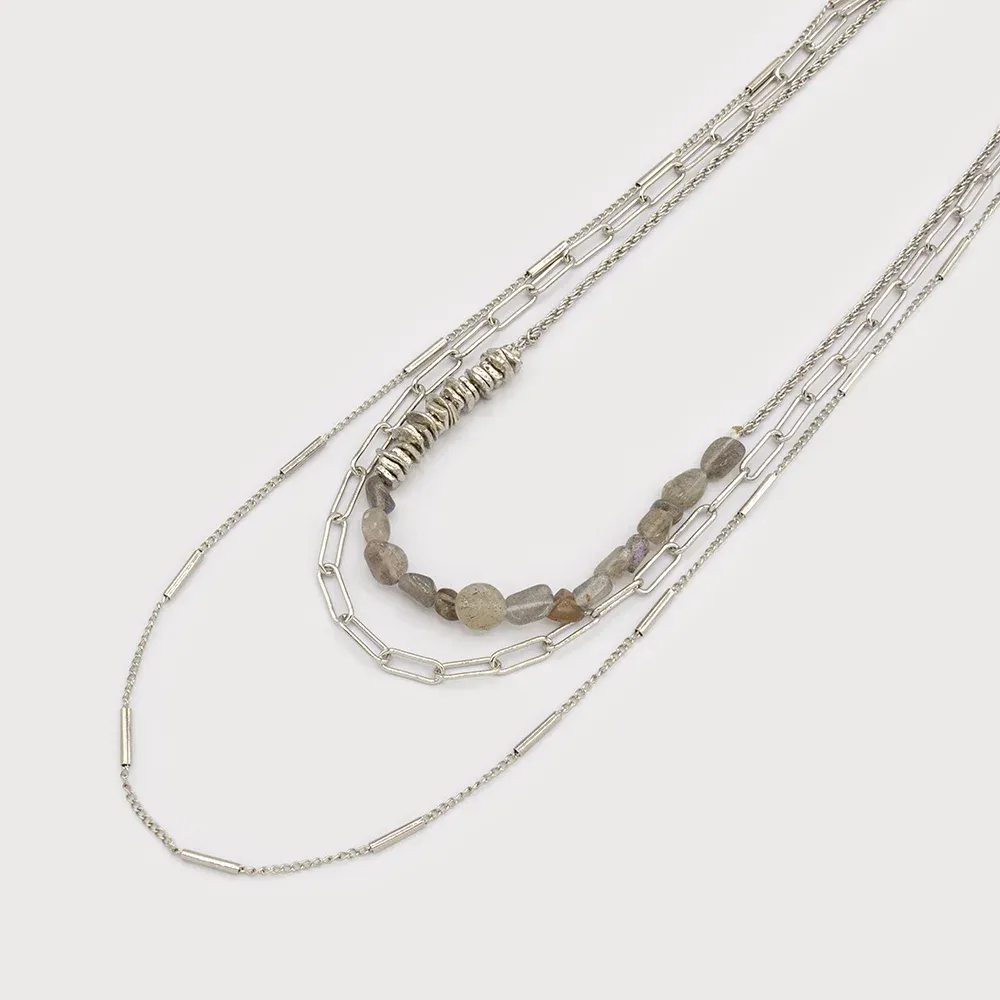 Multi Layer Necklace, Silver