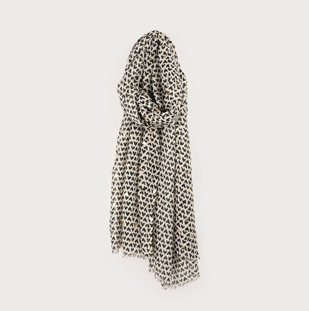 Lightweight Allover Mini Hearts Scarf (2 colours), Color: Black