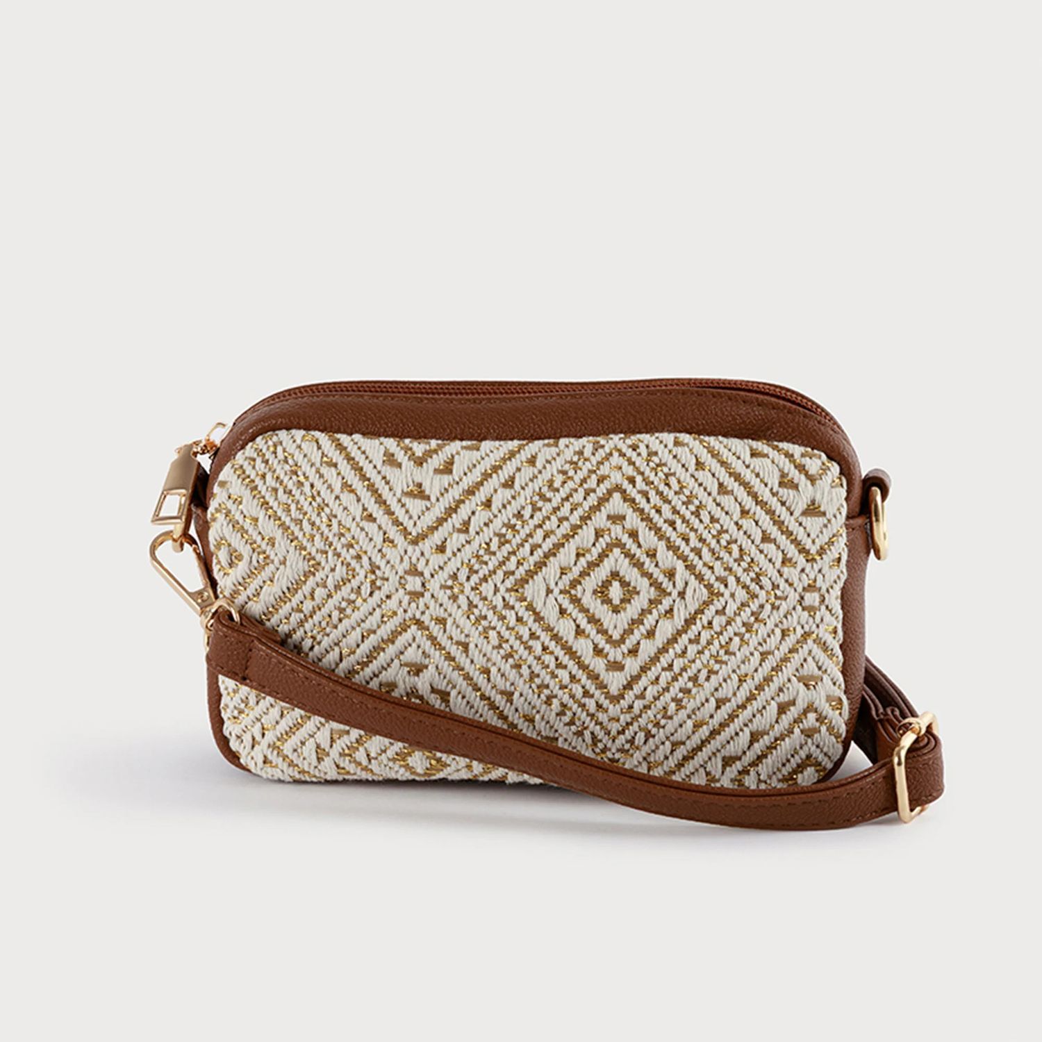 Rafia Crossbody Diamond Bag