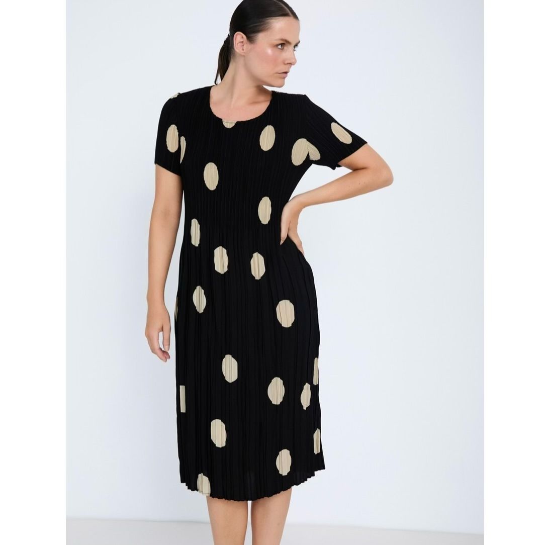 Pleated Polka Dot Dress