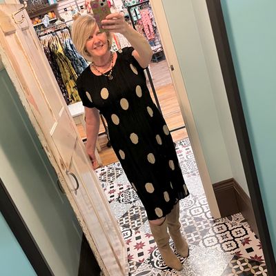 Pleated Polka Dot Dress