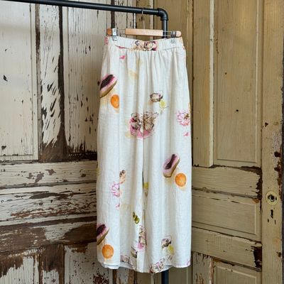 🇨🇦 Linen Oyster Printed Wide Leg Pant