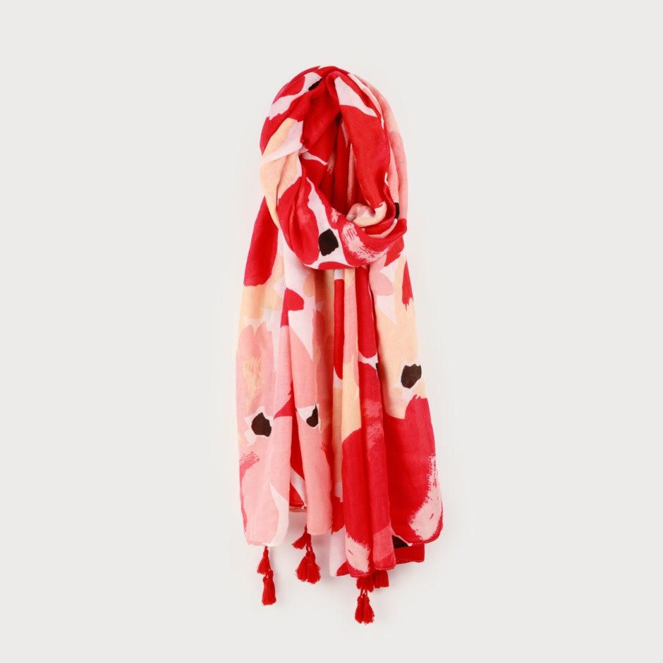 🇨🇦 Lightweight Red Floral Print Scarf