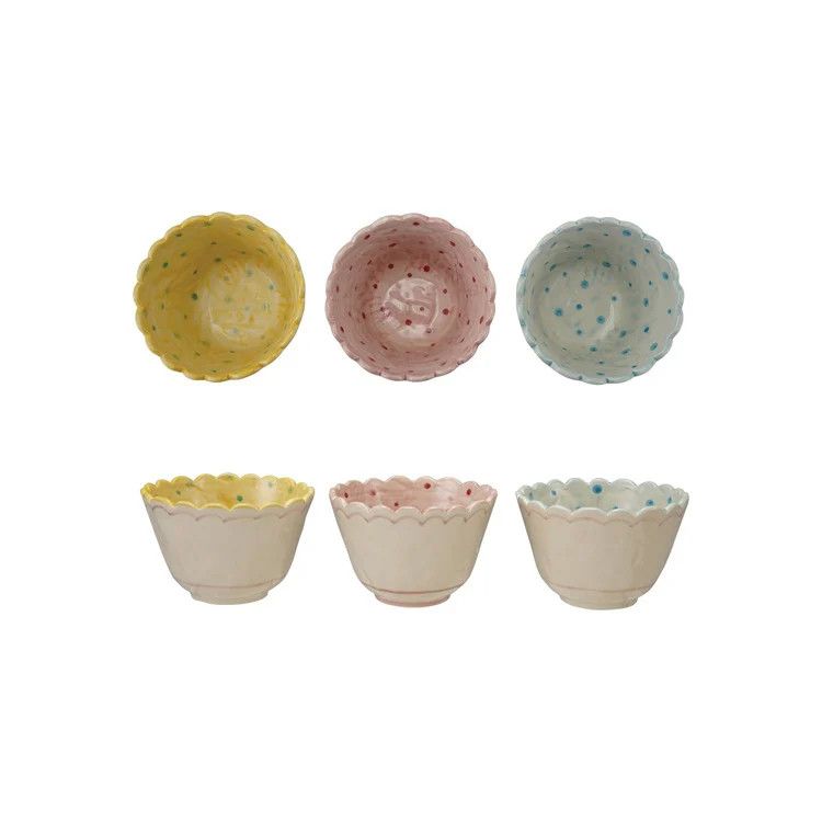 Hand-Painted Scalloped Dot Bowl (3 Colours)