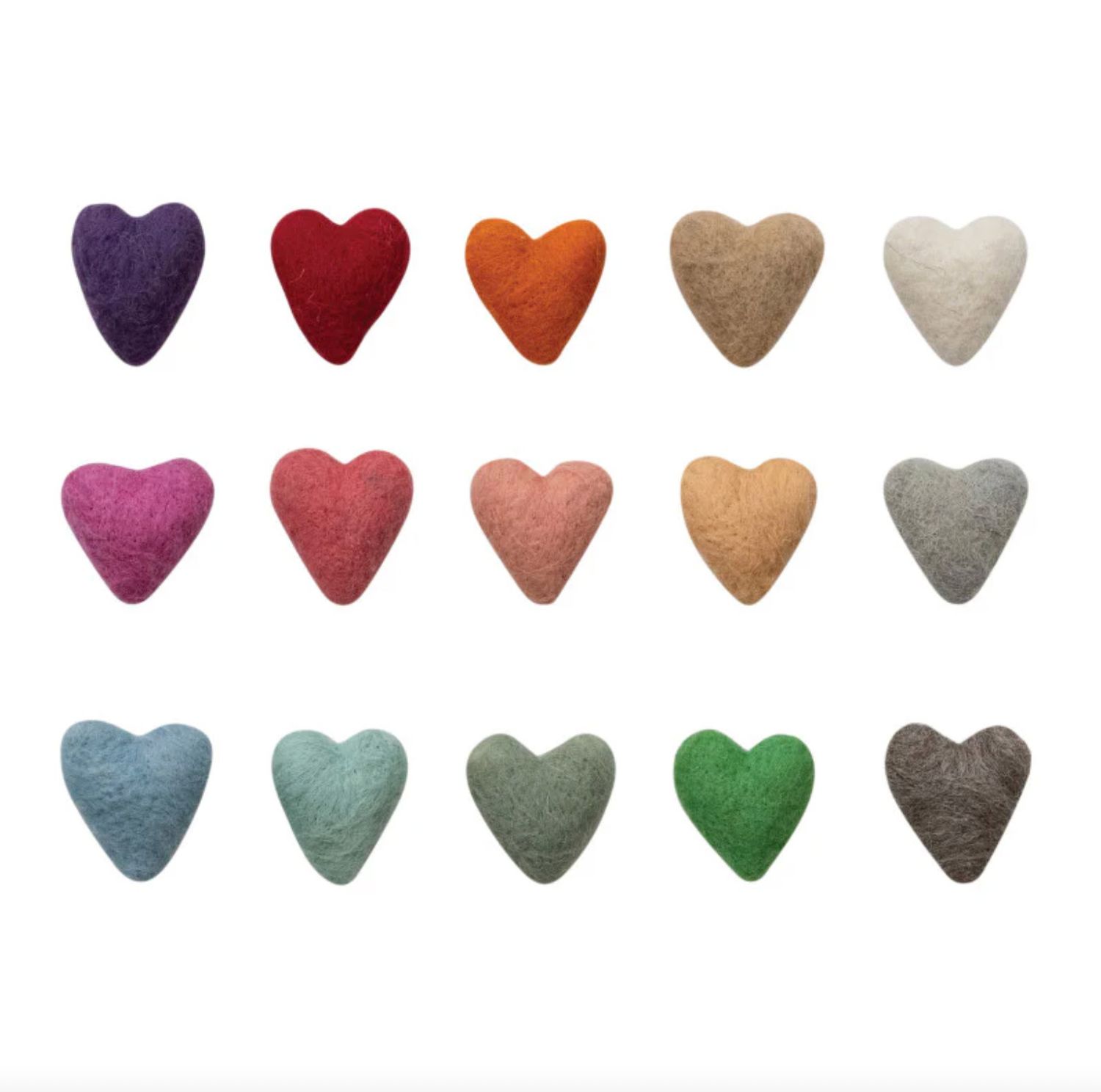Handmade Wool Felt Heart (15 colours)