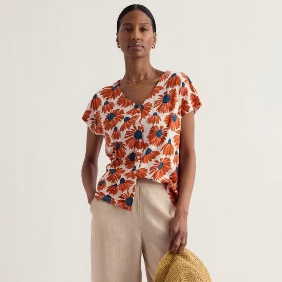 Studio Glass V-neck Jersey Top