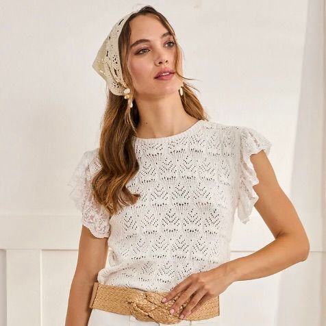 Ruffled Sleeve Knit Top