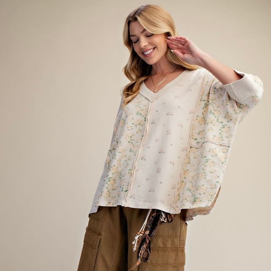 Mixed Print Terry Top