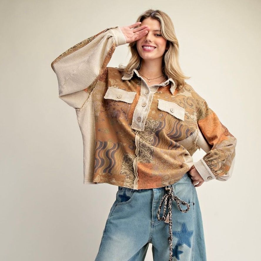 Abstract Print Terry Shirt