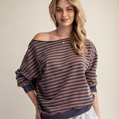 Boat Neck Stripe Top