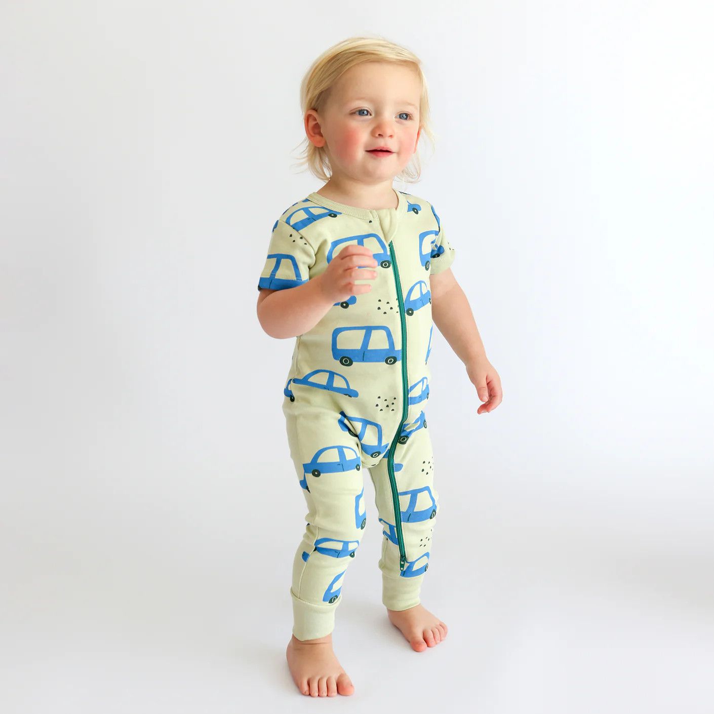 🇨🇦 Organic 2-Way Zip Romper, Cars