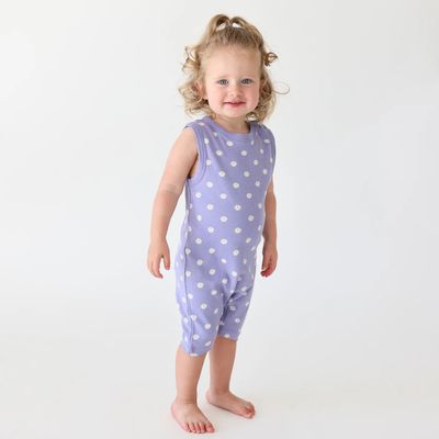 🇨🇦 Organic Shortie Tank Romper, Lilac Daisies
