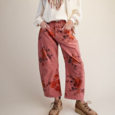 Floral Print Corduroy Pant