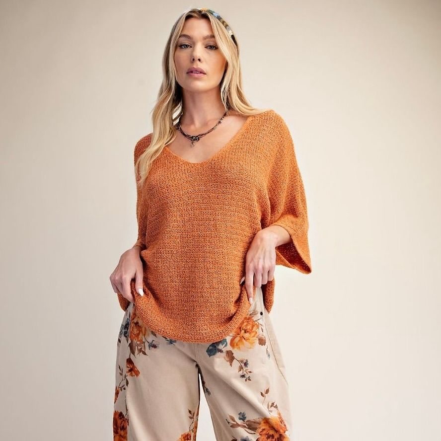3/4 Sleeve Knitted Sweater