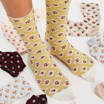 Floral Jacquard Trouser Socks (3 colours)