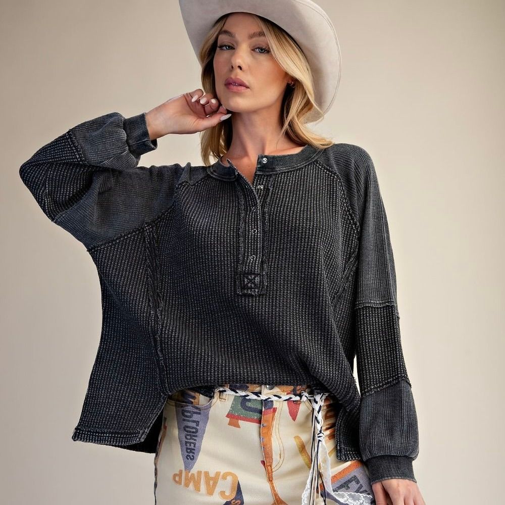 Textured Thermal Henley Top