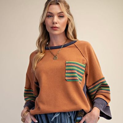 Ethnic Print Terry Top