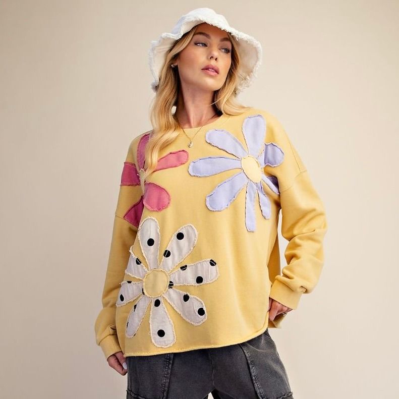 Floral Patch Terry Pullover
