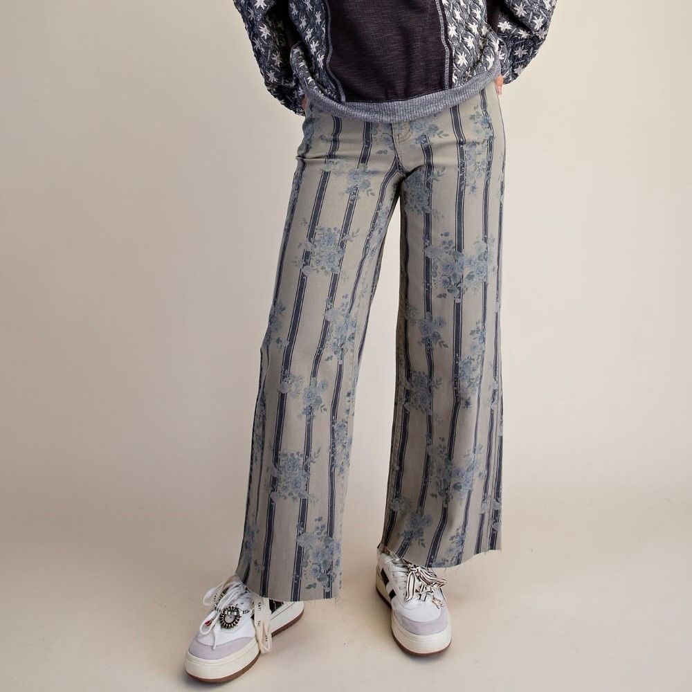 Floral Printed Stretch Twill Pant