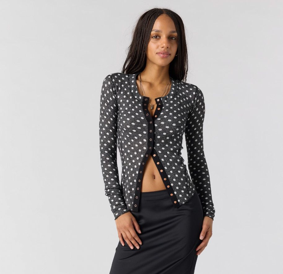 Going Places Printed Dot Cardigan