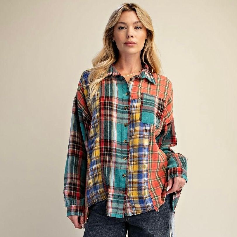Plaid Mix Button Down Shirt