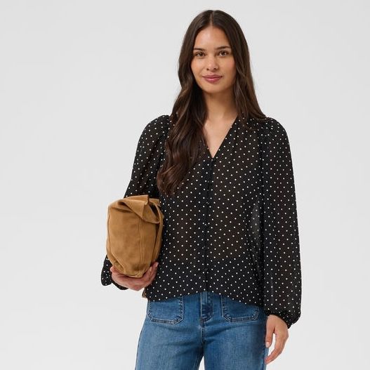 Mindy Polka Dot Blouse, Black/ White