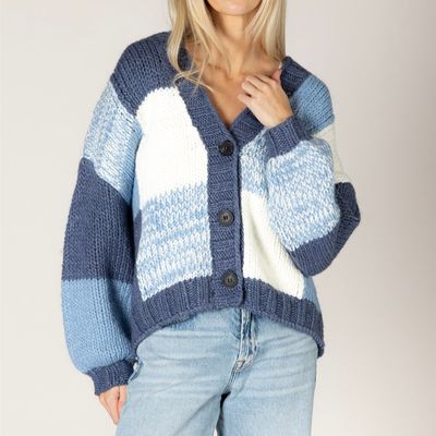 🇨🇦 Lenny Hand Knit Cardi, Blue/ Denim