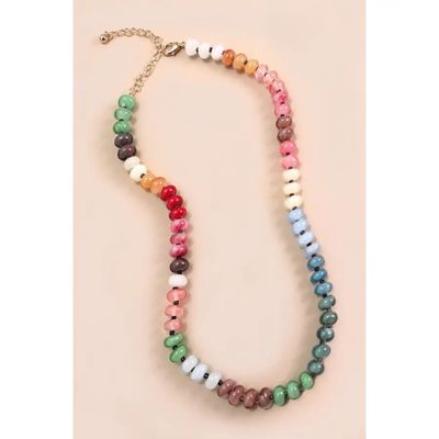 Natural Agate, Glass, Semi Precious Bead Necklace