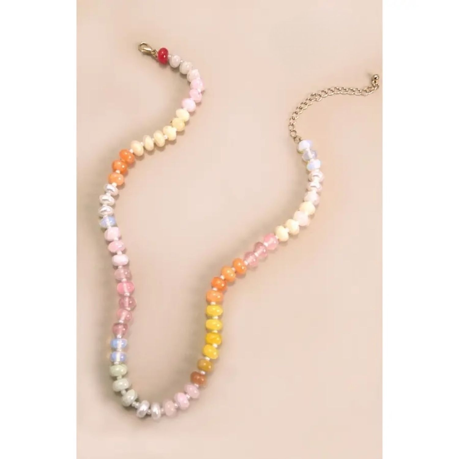 Natural Agate, Glass, Semi Precious Bead Necklace